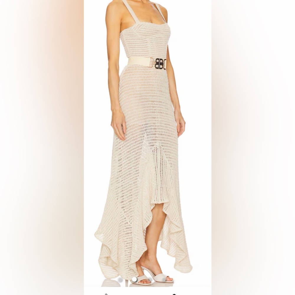 Bronx and Banco Cream Knit Maxi Herrera Desert Crochet Gown